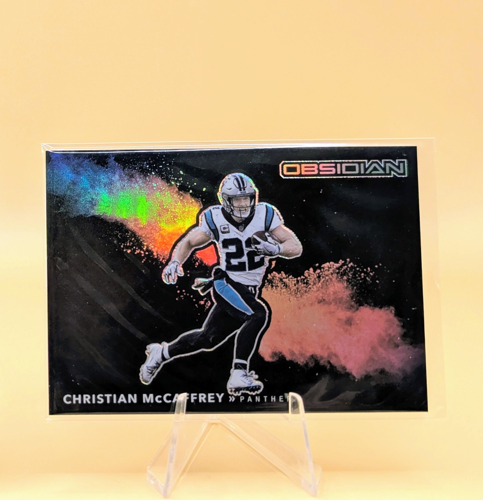 2021 Panini Obsidian Football Christian McCaffrey Black Color Blast SP #CB-8