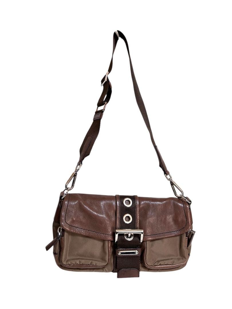 PRADA Shoulder Bag Belt Motif Triangle Plate thumbnail 2