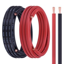 2 Gauge Battery Cable, 15FT Red 15FT Black Stranded Oxygen-Free Copper Wire, 2
