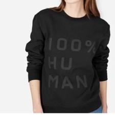 Everlane The 100 Human Unisex Cotton Typography Sweatshirt Black S