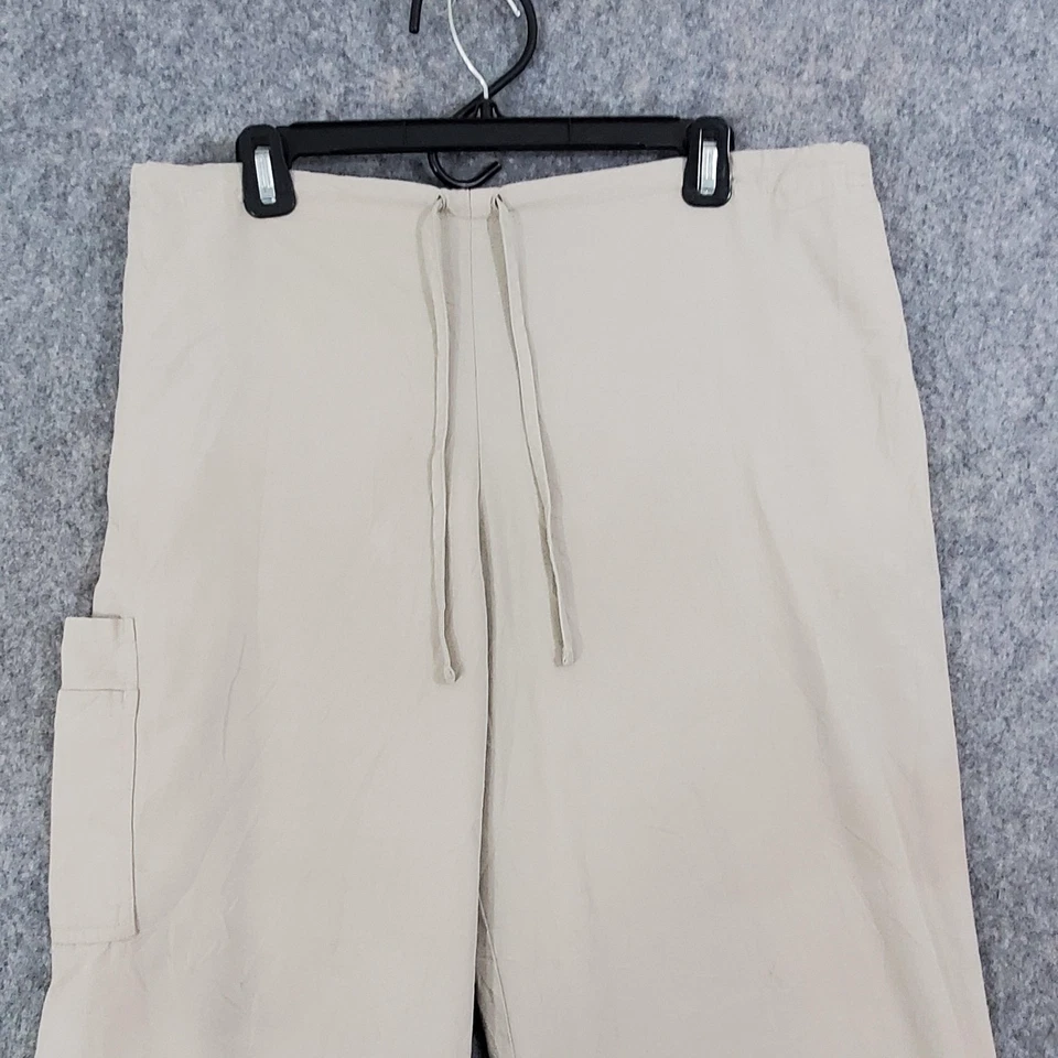 SB Scrubs Pants Womens Large Khaki Drawstring Elastic Waist Cargo Medical - Image 2 of 4