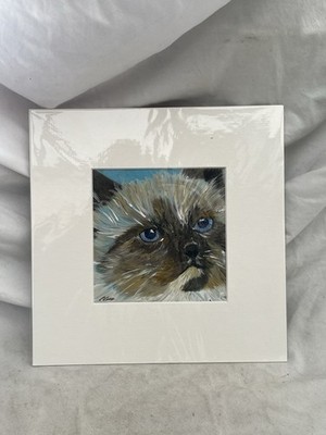 Katze auf gefilztem Hintergrund Orignal Kunstwerk Gemälde ungerahmt Multi Media