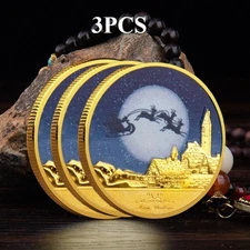 Santa Claus Commemorative Coins Colorful Embossed Medals Christmas Small Gifts