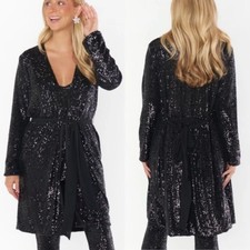 NWT Show Me Your Mumu Encore Kimono Wrap Jacket Midnight Black Sequins SIZE S