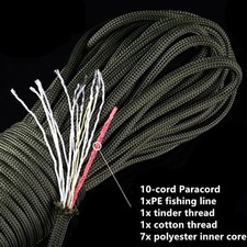 550 Paracord Rope 7m 25ft 10 Core 4mm Nylon Fire Fishing Survival Camping Line