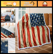 Vintage American Flag Throw Blanket - Soft Cozy Patriotic USA Decor for 4th of J