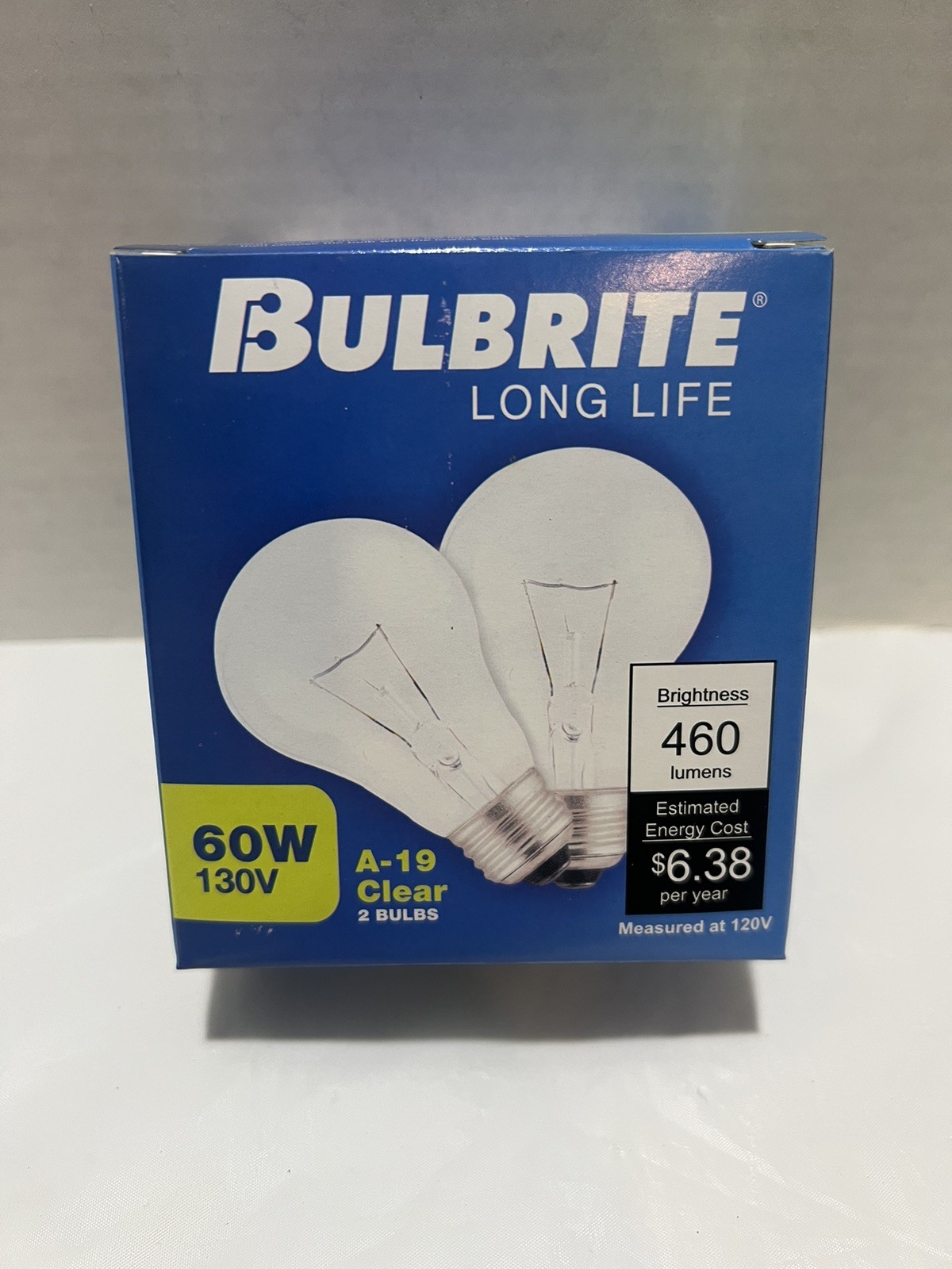 Set Of 2 : Bulbrite Long Life 60w 130V A-19 CLEAR Light Bulbs