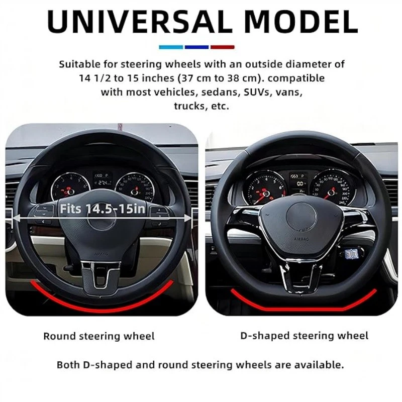 Cubierta universal del volante del coche cubierta antideslizante de cuero para volante automático Foto 3 de 4