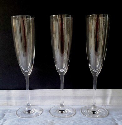 Rare Set of Three Vintage Schott Zwiesel Glas Classico Crystal Champagne Flutes