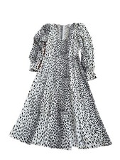 Reformation Dress Animal Print Leopard 10 Mid Length Flowy White Black Slit