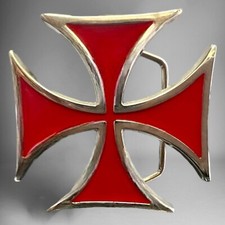 Red Iron Cross Belt Buckle Hebilla Con Cruz Roja