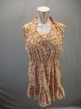 SHEIN Size M Womens Yellow Floral V-Neck Long Sleeve Short Ruffle Dress 976