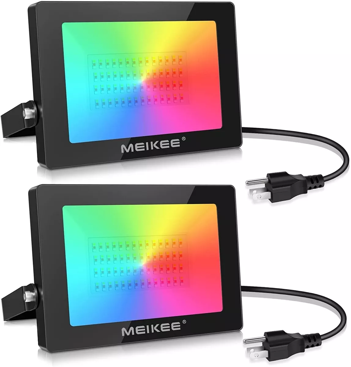 MEIKEE 2 Pack 100W Color LED Flood Lights RGB LED Flood Light with