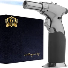 Dual Flame Butane Torch Gun Refillable Luxury Hand Held Mini Blow Torch For Cook