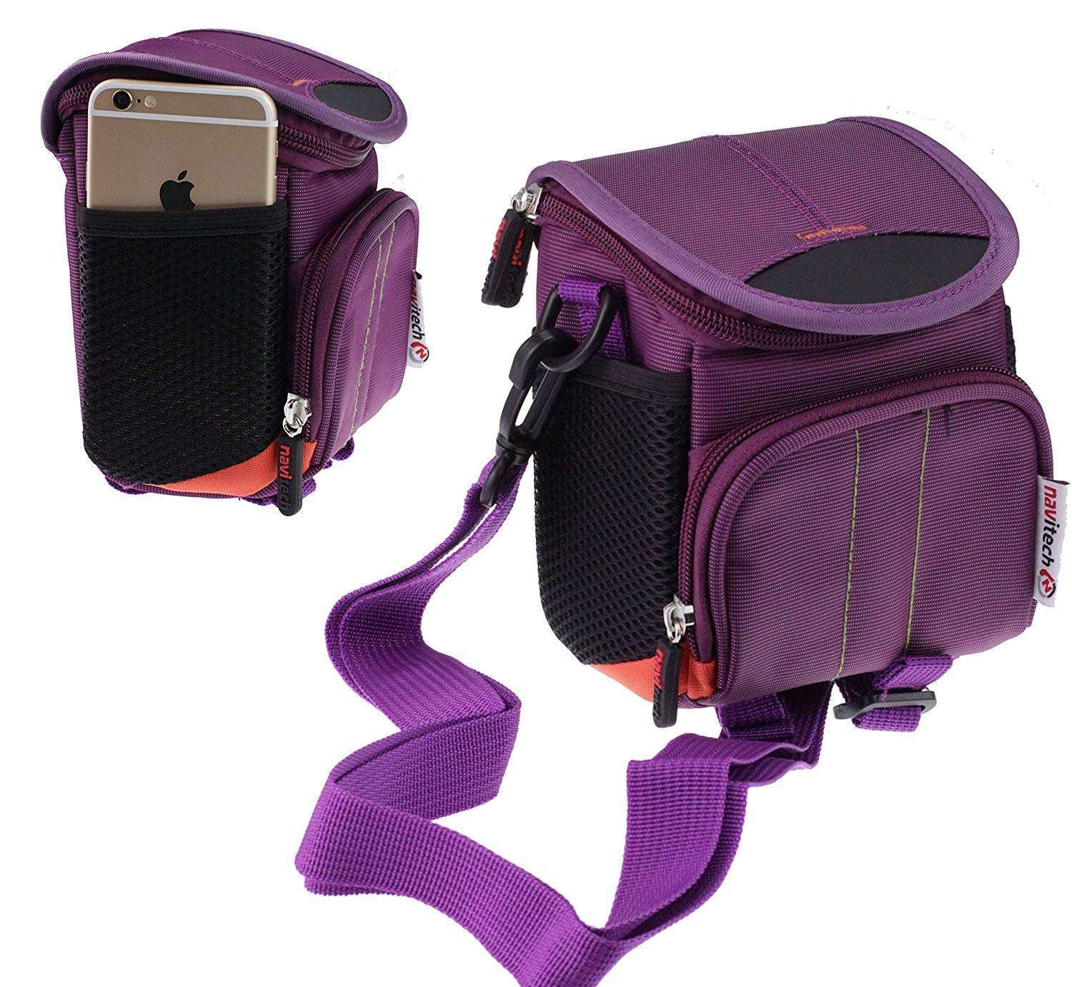 Navitech Purple Camera Bag For Canon PowerShot ELPH 130 Digital Camera