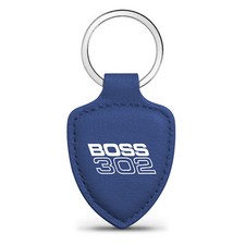Ford Mustang Boss 302 Blue Genuine Leather Shield-Style Key Chain