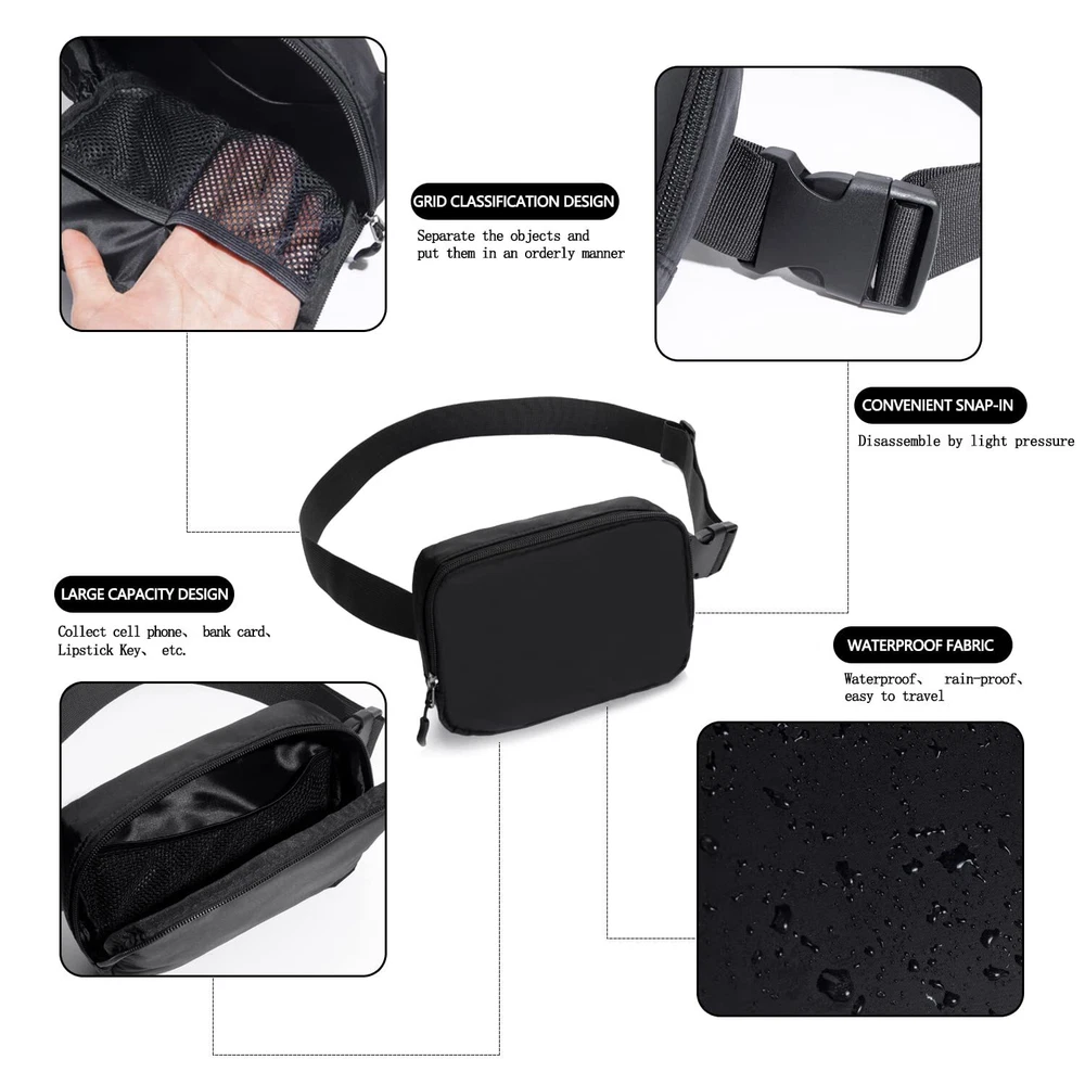 Belt bag Fanny pack crossbody bags for women Everywhere belt bag (black) Belt bag Fanny pack crossbody bags for women Everywhere belt bag (black)