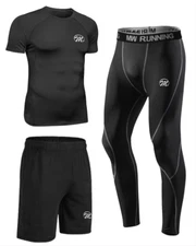 3X Mens Compression Sportswear Set Shirts Pants Shorts Tights Quick Dry Cool Gym