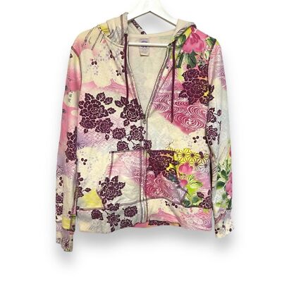Y2K 00s lucky brand L sweatshirt hoodie zipup hippie floral