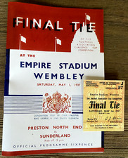 Preston North End v Sunderland 1937 FA Cup Final & Ticket BOTH REPLICAS