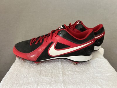 NEW NIKE MVP Strike Baseball Metal Cleats Mens 12.5 Black Red 1535841-016