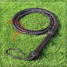 8ft Genuine Cowhide Leather Indiana Jones-Style 12-Plait Equestrian Bullwhip
