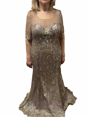 green emerald velvet dress A Line V Neck Gold Satin Long Prom Dress,Formal Gown – jkprom main image 1