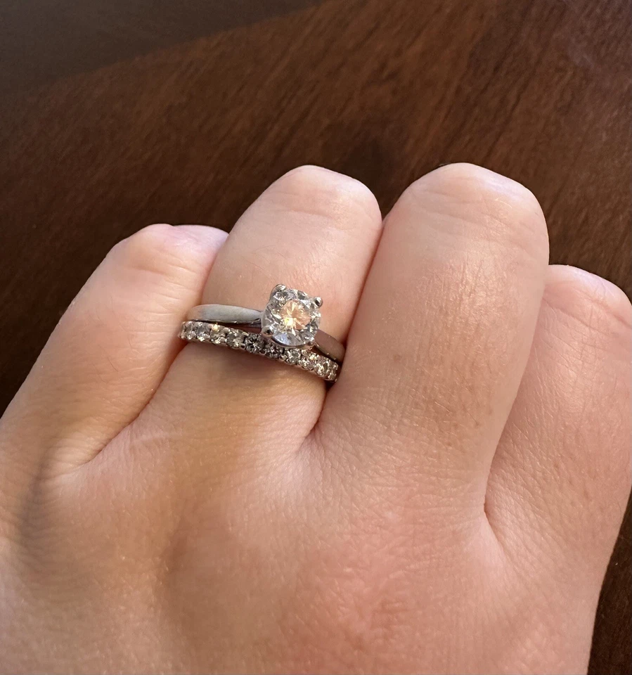 14k White Gold 1.36ctw Diamond Engagement Ring Bridal Set **GORGEOUS SPARKLER!* - Image 2 of 4