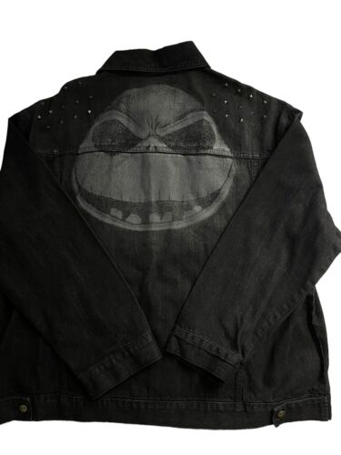 Disney Nightmare Before Christmas Jack Skellington Black Denim Jacket Mens 2XL - Picture 1 of 6