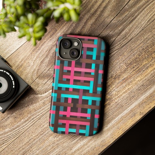 Pink Cyan Birch Grid Phone Case for iPhone, Samsung Galaxy, Pixel - 第 57/240 張圖片
