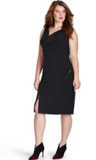 Mynt 1792 Moto 22W Sleeveless Asymmetrical Neck Stretch Crepe Black Msrp $268.