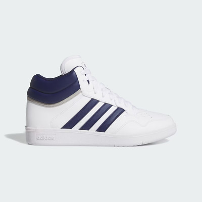 Mens adidas Hoops 4.0 Mid JQ9995 Shoes Cloud White / Dark Blue / Grey Two