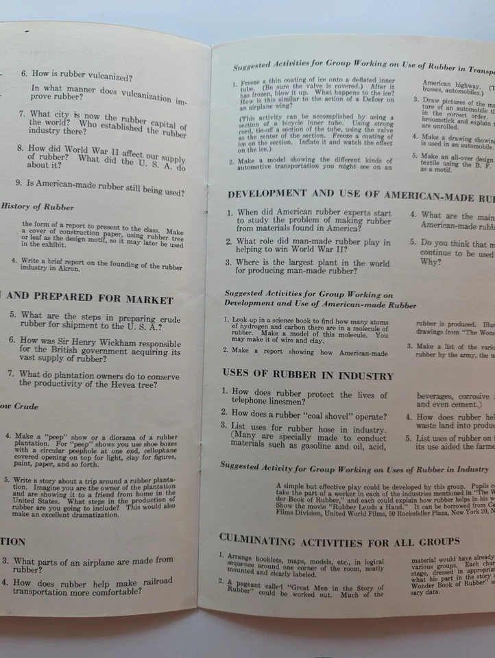 Vintage B F Goodrich Teacher's Manual for The Story of Rubber Booklet - Image 4 of 4