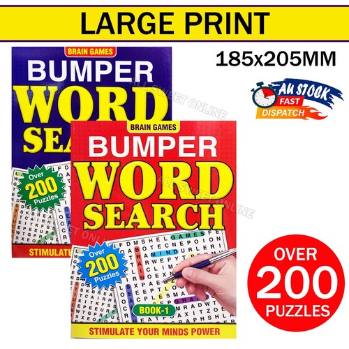 2pk Large Print Word Search Activity Books Bumper Adult Kids Brain ...