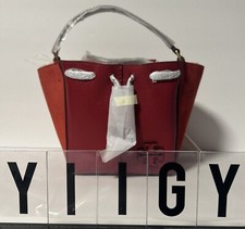 Tory Burch McGraw Mini Dragonfly Red Leather Suede Tote Handbag GB8