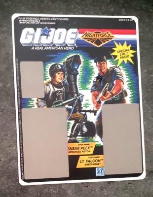 REPRO GI JOE CUSTOM NIGHT FORCE SNEAK PEEK LT. FALCON CARDBACK Figure File Card