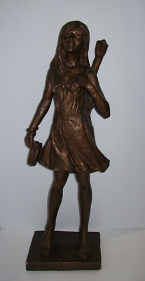 Vintage Original LEONARDO ART WORKS Sculpture, Girl with Guitar, 26  Tall