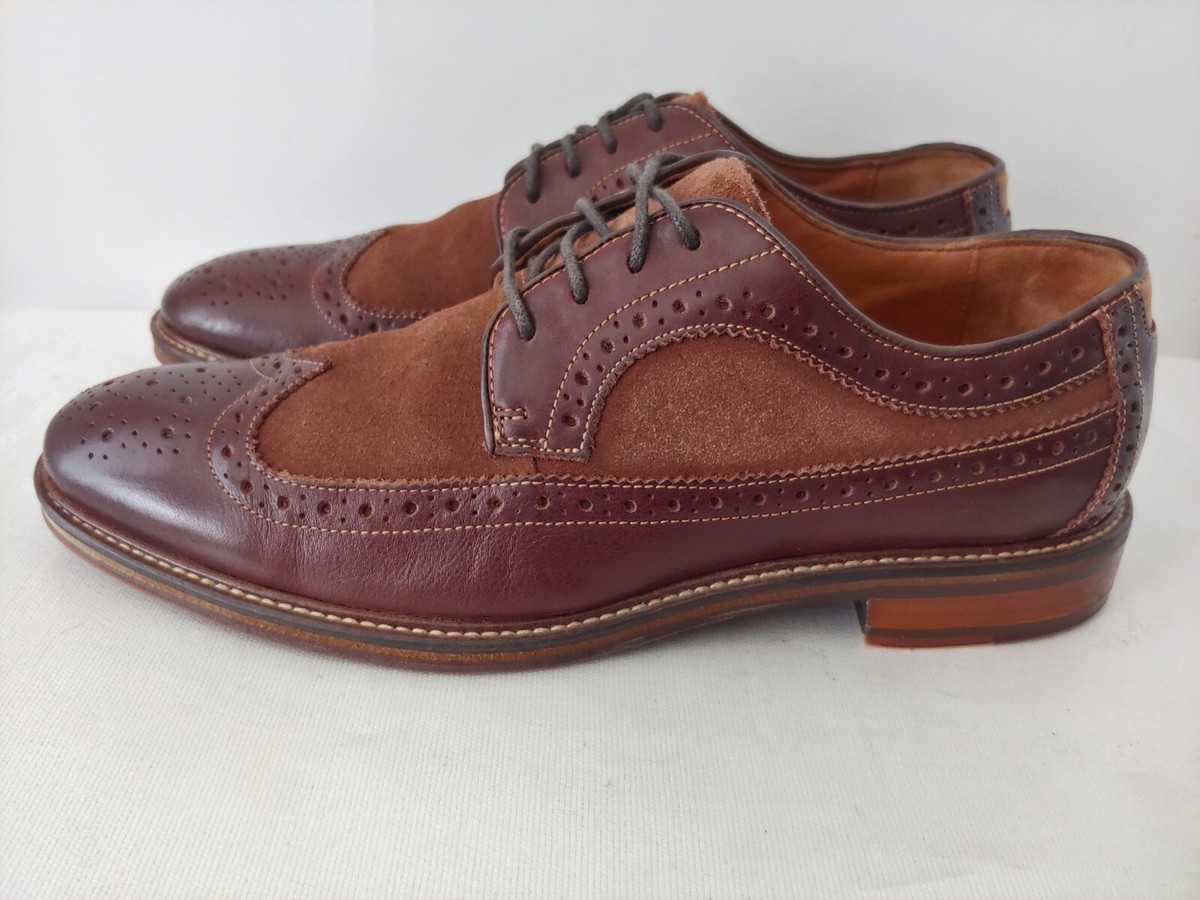 JOHNSTON & MURPHY Flex System Sheepskin Wingtip Men\'s Shoes. Size 9 Johnston & Murphy 10 M Ellington Blue Winged Tip Sheepskin  main image 2