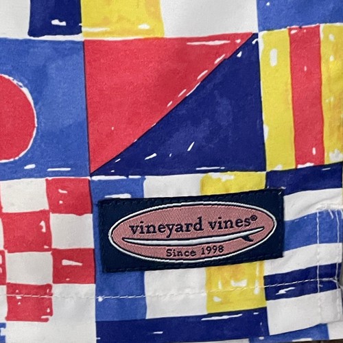 Vineyard Vines Boys Geometric Nautical Flag Shape Colorful Swim Shorts Trunks L - Picture 7 of 8