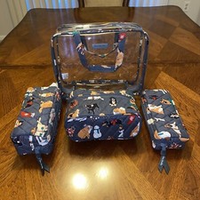 NWT Vera Bradley 4 Pcs Cosmetics Organizer In Holiday Dogs
