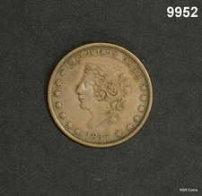1837 HARD TIMES TOKEN MILLIONS FOR DEFENCE NOT ONE CENT FOR TRIBUTE RARE! #9952