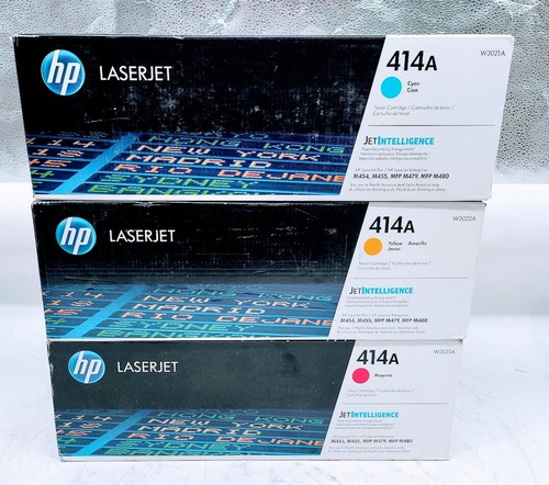 Lot of 3 HP 414A Toner Cartridge Cyan Mageta Yellow - Picture 3 of 3
