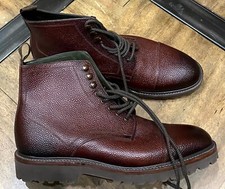 Loake Reynolds Mens Red Oxblood Grain Leather Cap-Toe Ankle Boots Size 9