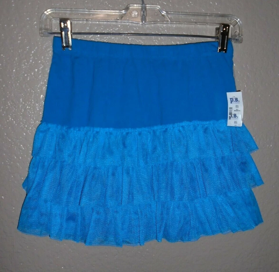 PS de Aeropostale Azul En Niveles ALGODÓN Falda Cintura Elástica Niña L 12 Foto 4 de 4