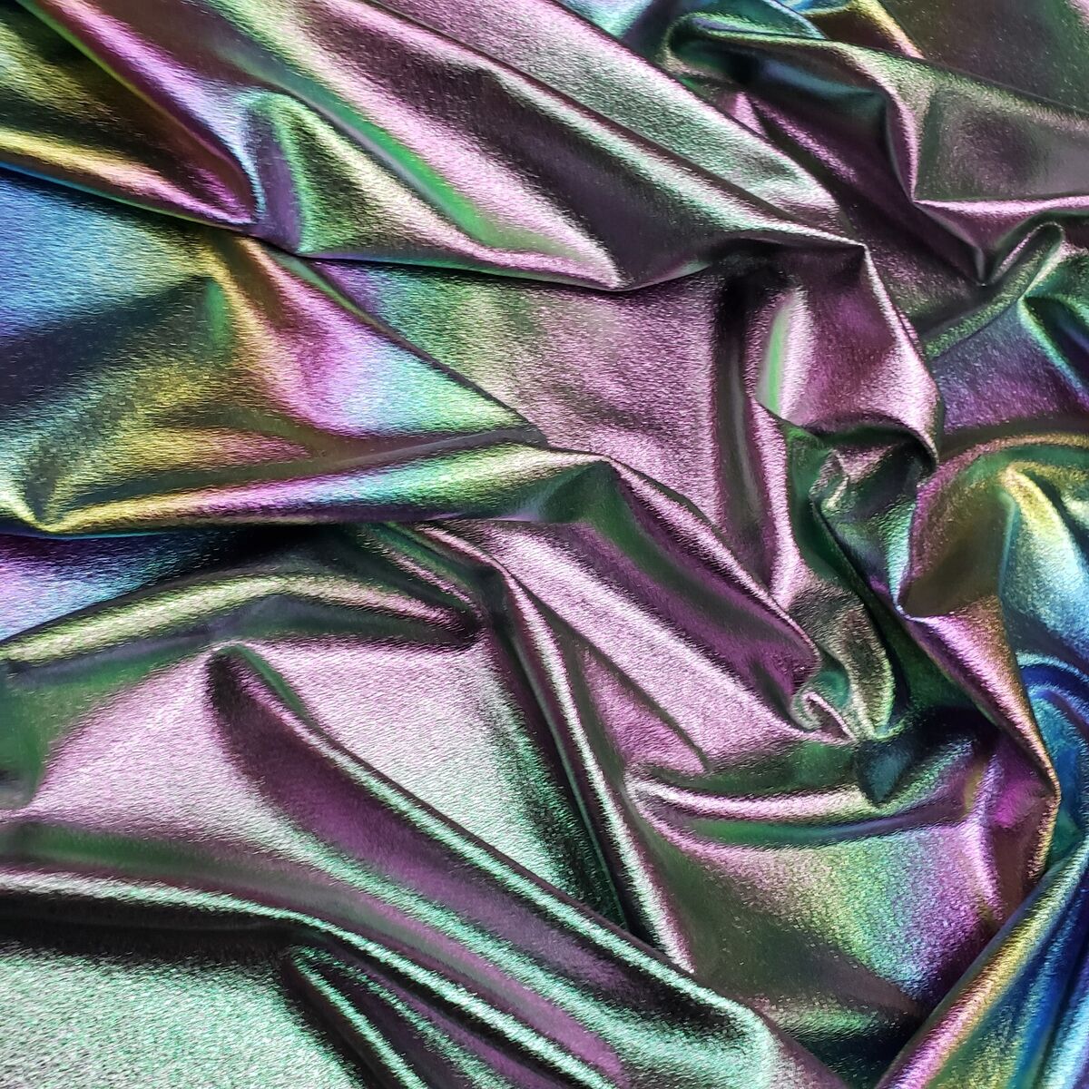 Iridescent Oil Slick Stretch Tissue Foil Fabric 60 Iridescent Oil Slick Stretch Tissue Foil Fabric 60
