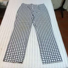 Marc Jacobs Look Womens Size 46 Mid-Rise Square Print Ankle Pants White/Blue