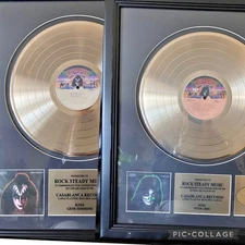 Kiss Gene Simmons Peter Criss Solo AAM Awards ORIGINAL Set Of 2 gold record prop