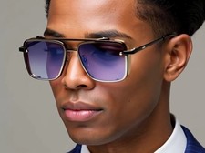 Sunglasses Men Metal Frame Rectangular Shade Classic Shield Driving Beach Wear