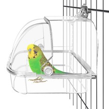 Bird Cage Bath Hanging Parrot Bath Tub Water Shower Food Feeder Holder Tray B...