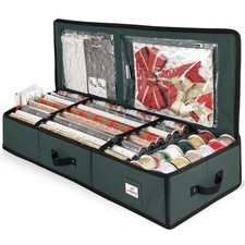 Christmas Wrapping Paper Storage Bag - Organizer for 22 Rolls, Tear-Proof, Pocke